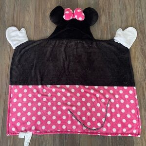 Disney Minnie Mouse Pink,black & White Polka Dot Hooded Blanket size 4-6years